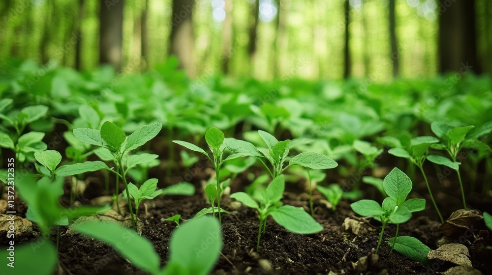 Forest floor teeming with new growth