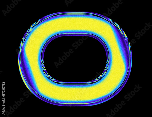 chrome techno gradient letter O alphabet with glossy 3d vector y2k typography letter