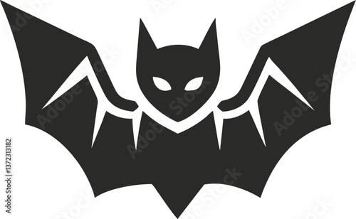 Cute black bat vector, a funny Halloween silhouette