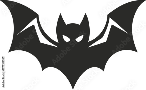 Cute black bat vector, a funny Halloween silhouette