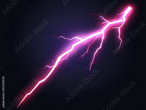 A vibrant electric lightning bolt flashing across the dark sky