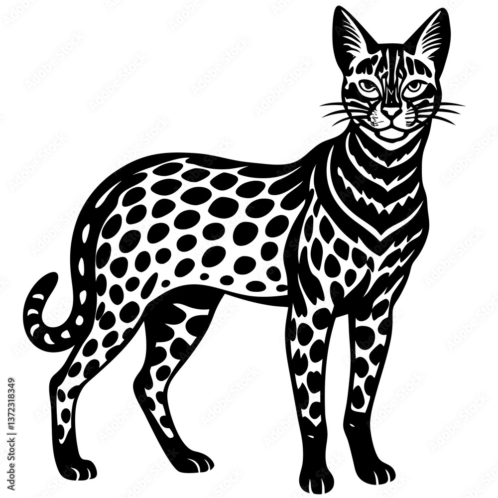 Fototapeta premium Serval vector illustration 