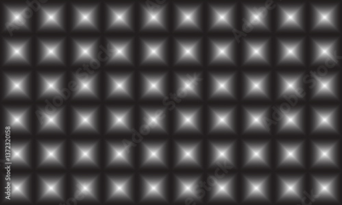 A vector graphic presents a black soundproof wall panel, minimizing noise reflections and improving room acoustics for home theaters, offices, and music studios.

