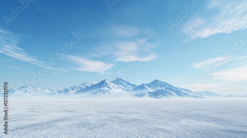 hdri distant mountains at the edge of salt flats, blue sky 