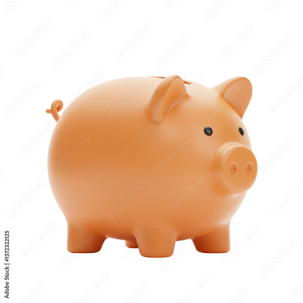 Orange 3D Rendered Piggy Bank on Transparent Background Orange 3D Rendered Piggy Bank on Transparent Background
