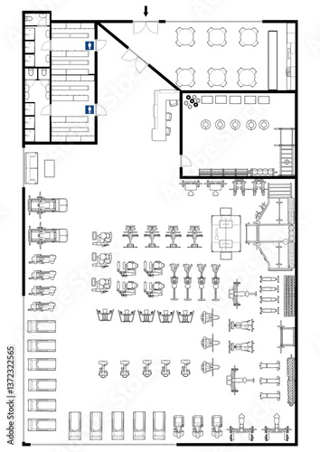 Fitness center 3d illustration. Fitness. Gym. Fitness club. Gym interior design. Floor plan gym.	