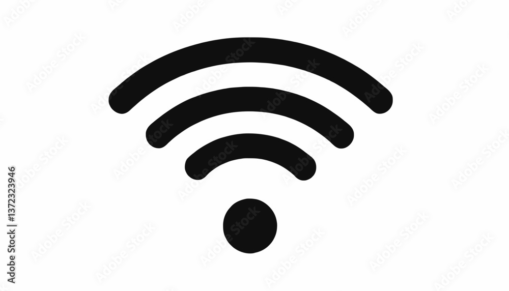 Minimalist black silhouette of Wi-Fi signal symbolizing wireless connectivity Minimalist black silhouette of Wi-Fi signal symbolizing wireless connectivity