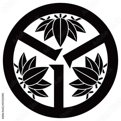 家紋です。五徳に三つ篠笹と言います。