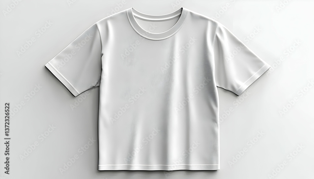 Plain white t-shirt displayed against a minimalistic background, showcasing its simplicity and versatility Plain white t-shirt displayed against a minimalistic background, showcasing its simplicity and versatility