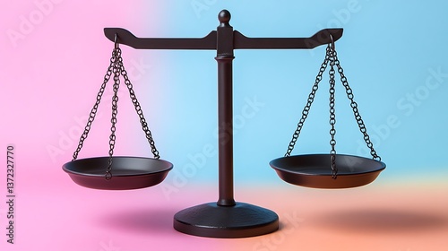 A balanced and empty set of justice scales on display