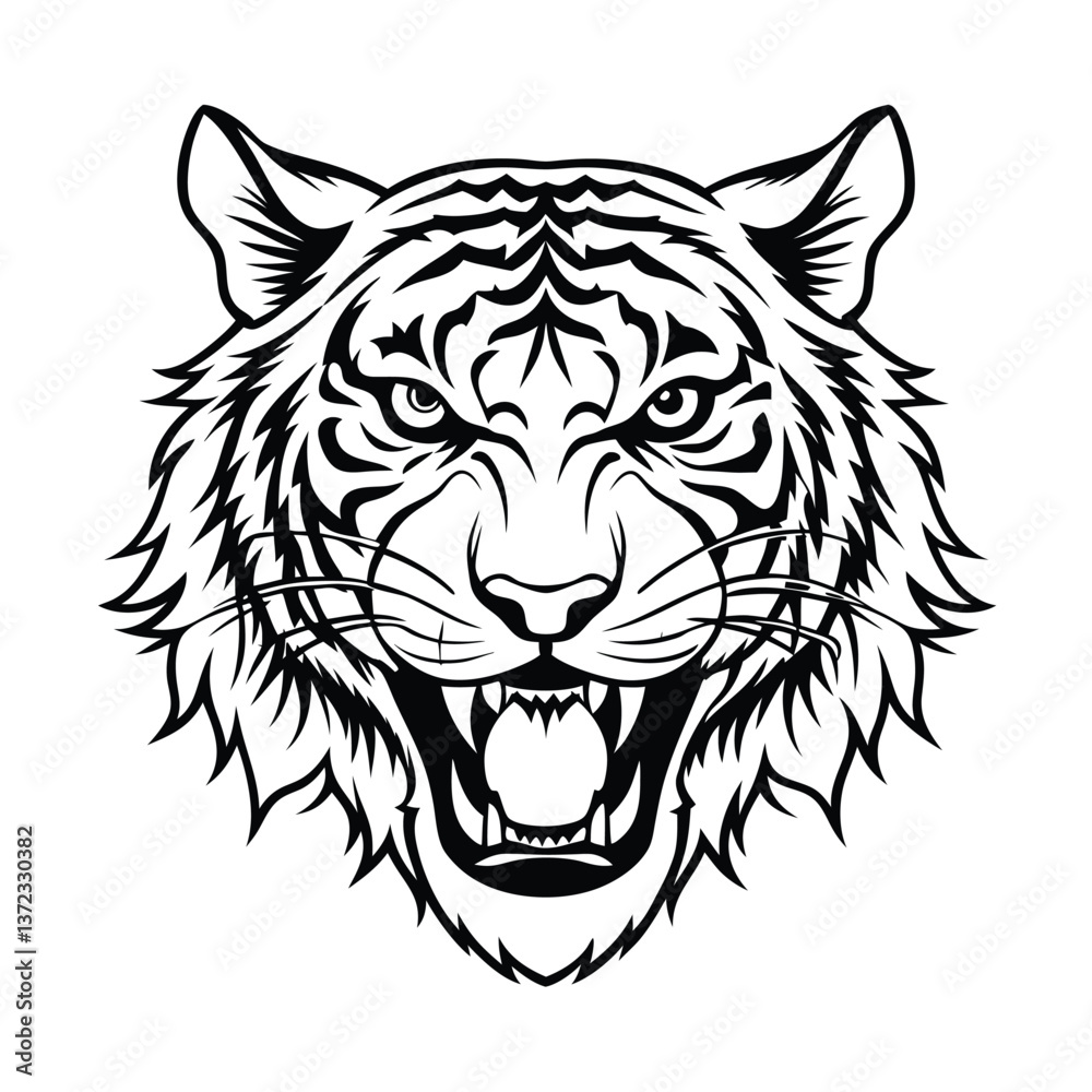 tiger head vector illustration outline tiger head vector illustration outline
