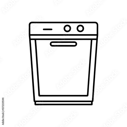  Dishwasher line art illustration.