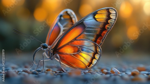 A stunning artistic depiction of a colorful butterfly in nature