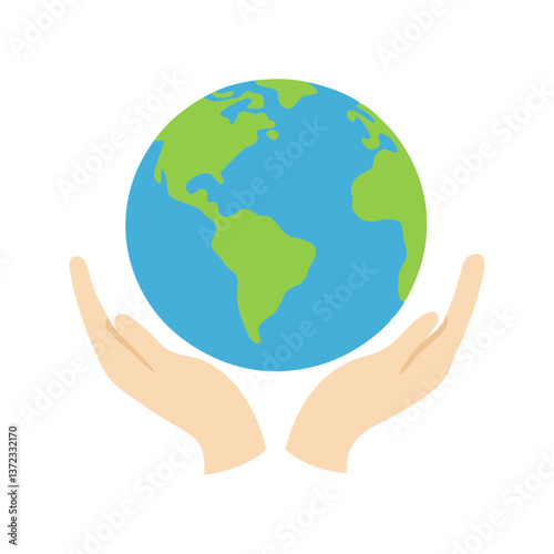 Earth in hands vector illustration