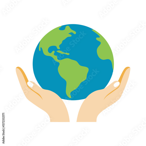Earth in hands vector illustration