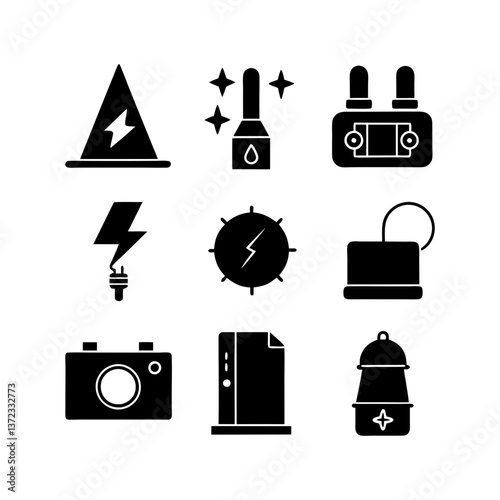 Electric goods 9 icon pack silhouette