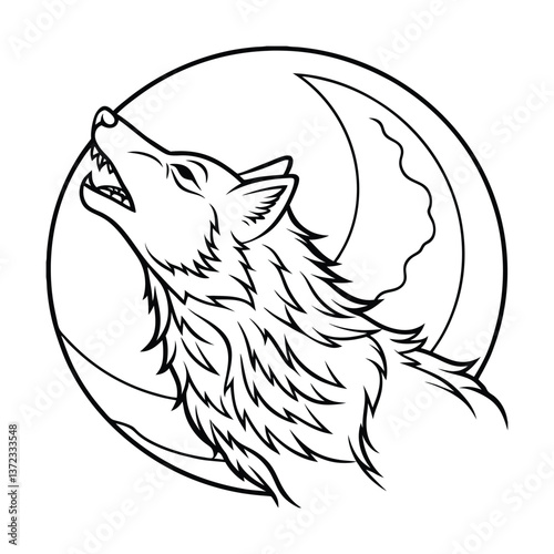 black and white fox vector illustration outline