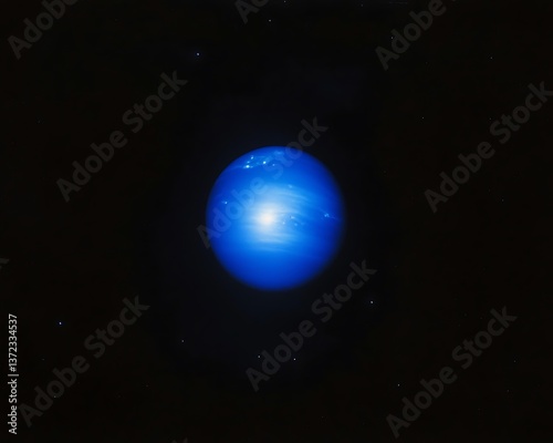 A stunning image shows a bright blue planet in space