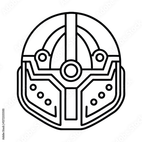 Abstract Geometric Armor Design: An artistic representation of a futuristic helmet, its intricate geometric lines and shapes hinting at advanced technology and strength