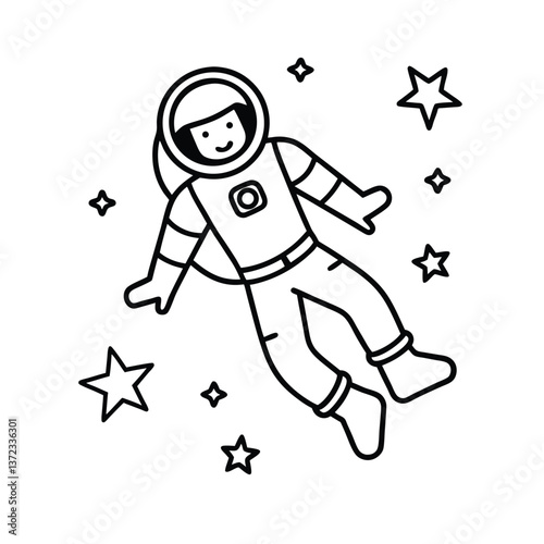 Astronaut's Dream: An astronaut floats weightlessly among the stars. A depiction of exploring the vast universe, filled with wonder and discovery