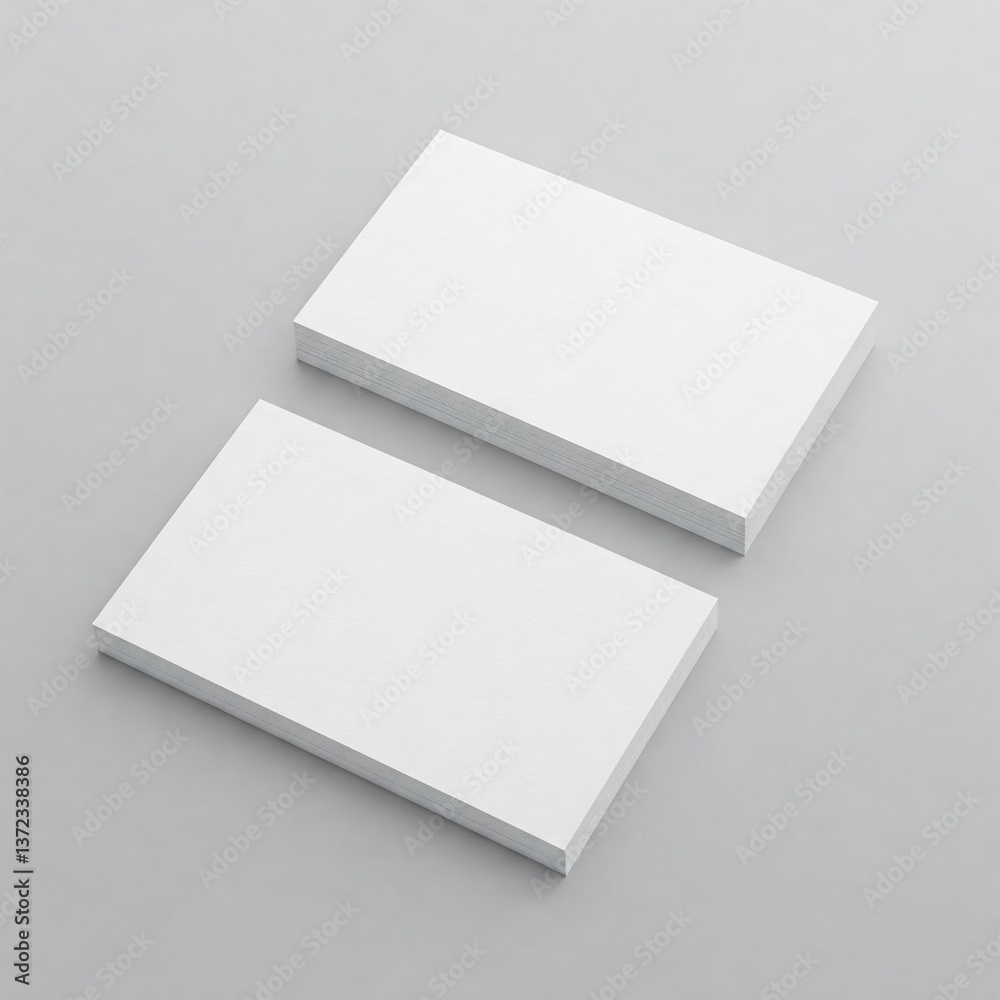 Stack of Blank White Business Cards on Gray Background