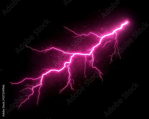 Pink lightning bolt striking across a dark black atmospheric background