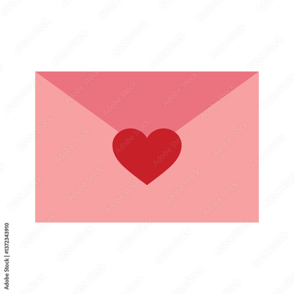 Illustration of a light pink envelope with a red heart Illustration of a light pink envelope with a red heart