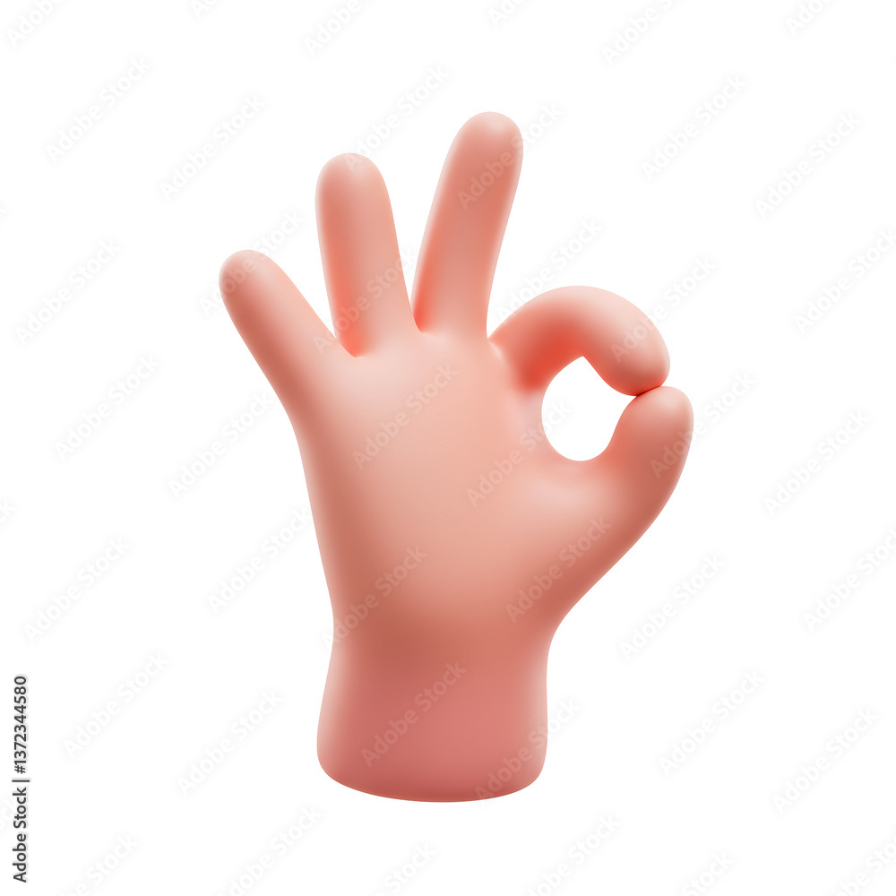 3D Rendered Pink Cartoon Hand Showing Okay Gesture 3D Rendered Pink Cartoon Hand Showing Okay Gesture