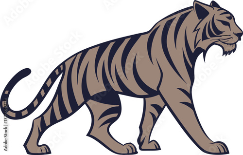 Silhouette Vector design of a Tiger Icon on white background