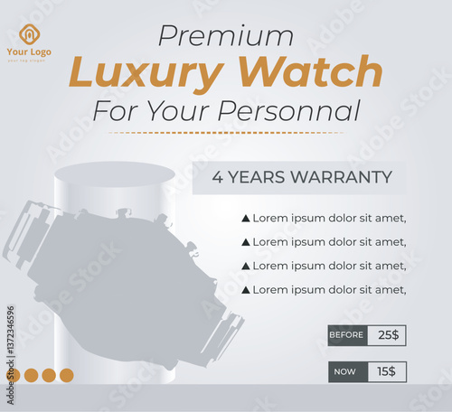 Premium luxury quality watch sale advertisement design, Instagram post and web ads template