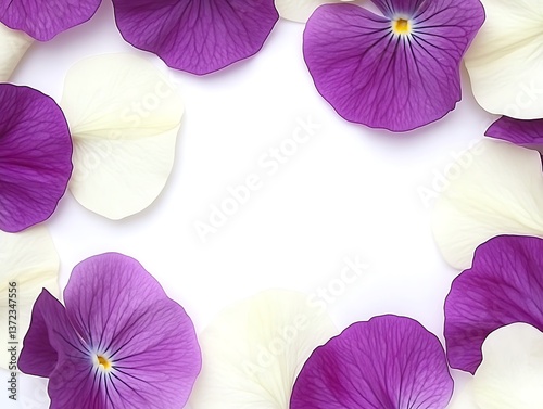 Purple and white flower petals arranged around a bright white center