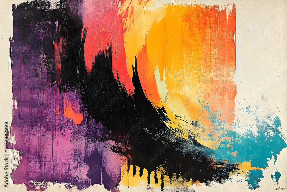 Vibrant abstract painting featuring bold brushstrokes and colorful hues Vibrant abstract painting featuring bold brushstrokes and colorful hues