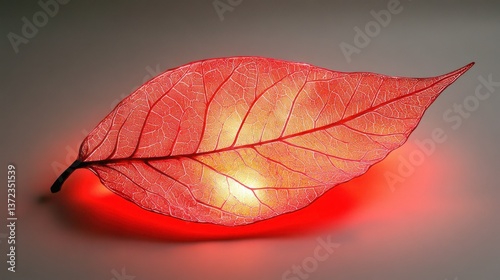 Illuminated Red Leaf on Red Glow