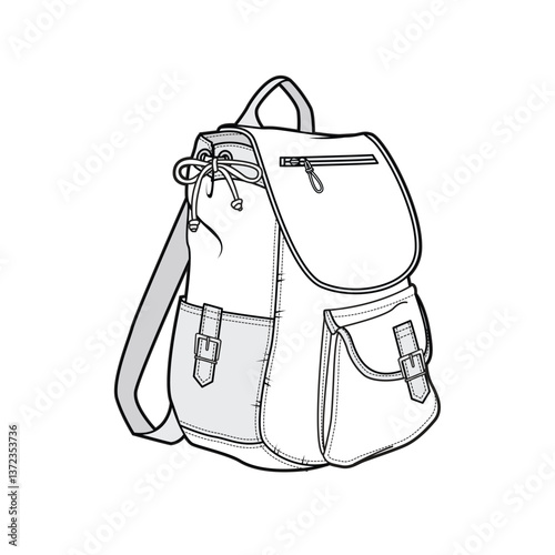 Leather rucksack vector design mockup template.