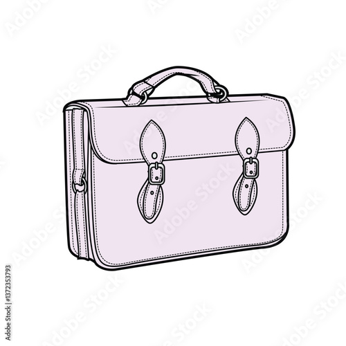 Men's satchel bag vector design mockup template technical flat sketch.