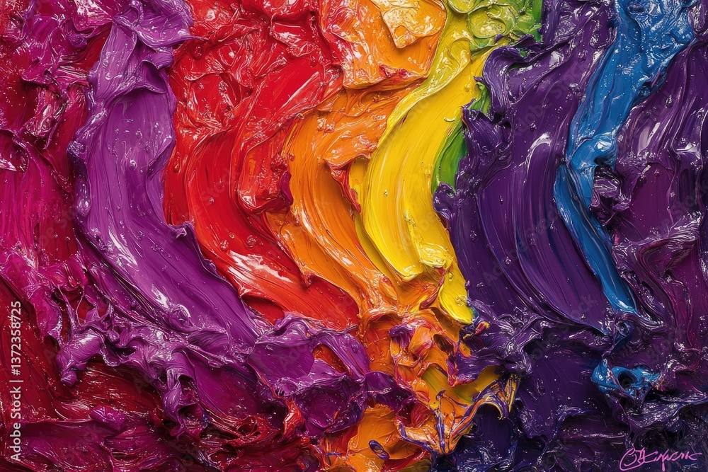 Obraz premium Thick textured, vibrant colorful spectrum of paint