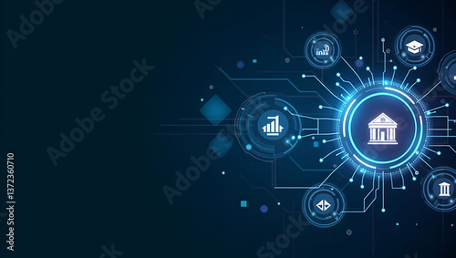 Wallpaper Mural Modern Fintech Wallpaper: Sleek Icons & Geometric Lines Showcasing Investment, Payment, & Banking Innovations - Perfect for Brand Identity & Promotions! Torontodigital.ca