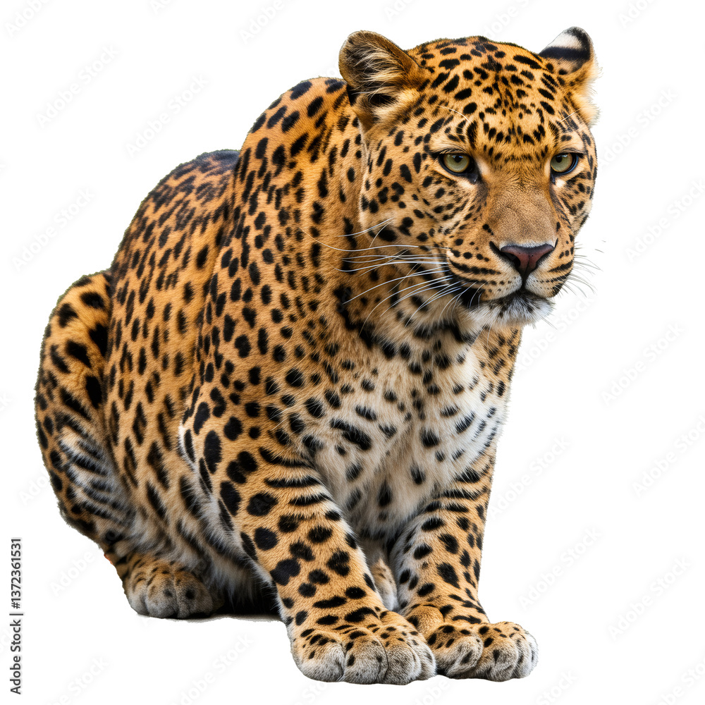 Powerful Leopard with Rosettes on Transparent Background Powerful Leopard with Rosettes on Transparent Background