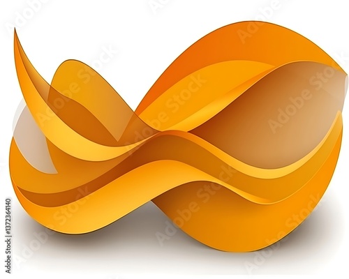 Abstract artwork of orange and yellow layered waving shapes
