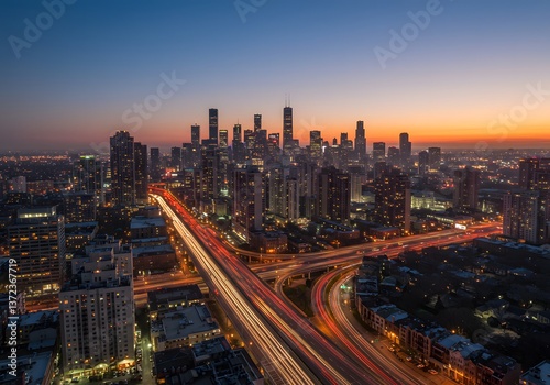 Wallpaper Mural Aerial View of City Skyline at Dusk Torontodigital.ca