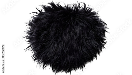 Frizzy black animal fur , clipping path  -  