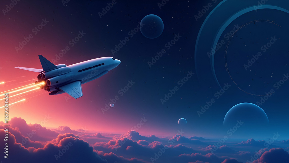 Fototapeta premium Explore minimalist wallpaper designs with sleek abstract visuals and vibrant gradients, perfect for showcasing space tourism themes.