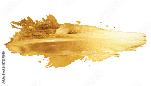 Grunge torn gold ink smear , clipping path  -  