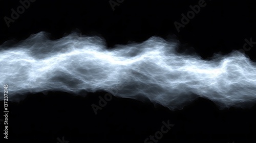 An abstract depiction of a glowing gaseous formation across darkness