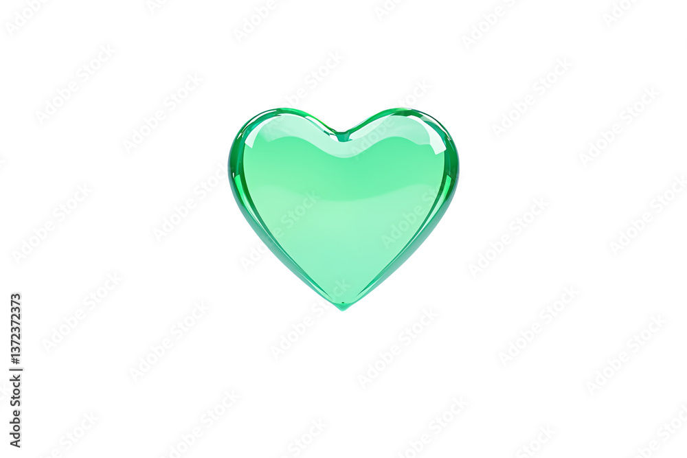 A glossy, green heart shape with a smooth surface reflecting light, symbolizing love and affection. A glossy, green heart shape with a smooth surface reflecting light, symbolizing love and affection.