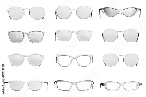 A collection of glasses with different shapes and sizes. The glasses are all white and have a clean, modern look. Concept of sophistication and style, as the glasses are designed to be both functional