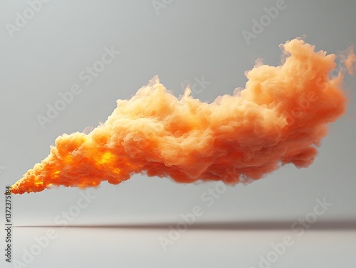 An artistic display of swirling orange smoke against a neutral background