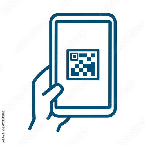 QRコードを表示させたスマホを持つアイコン
