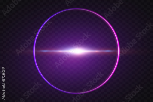 Neon magic circle. Futuristic light circle and circle. Light frame. Vector. Magic portal.