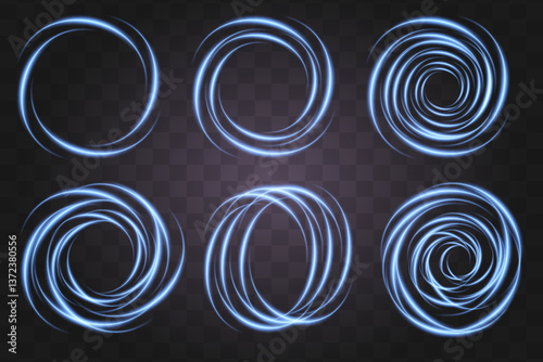Neon magic circle. Futuristic light circle and circle. Light frame. Vector. Magic portal.